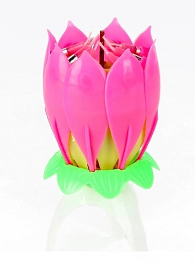 Buy Lotus Flower Birthday Music Candle Pink/Yellow/Green in UAE