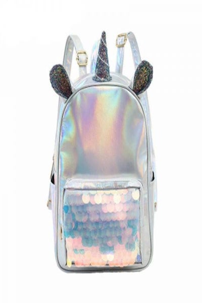 Buy Unicorn Sequin Backpack Silver in Saudi Arabia