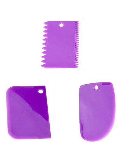 Buy 3-Piece Pastry Butter Scraper Cutter Decorating Tool Purple 12 x 8.5centimeter in UAE