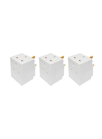 Buy Multi Socket 3 Way Fused Adaptor White in UAE