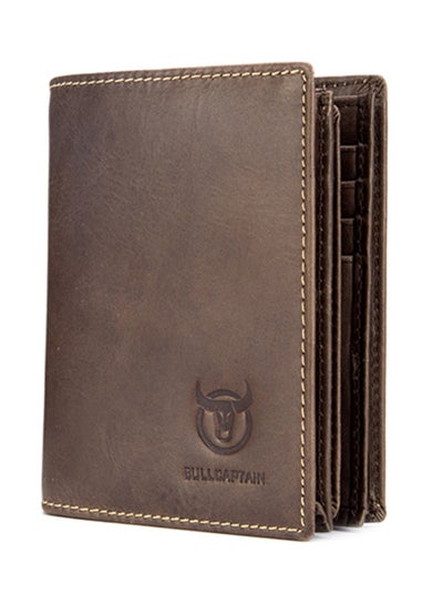 Buy Bullcaptain Minimalist Leather Bifold Wallet Brown in UAE