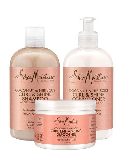 Buy Curl And Shine Shampoo, Conditioner And Smoothie Set 384ml + 384 ML + 340G in UAE