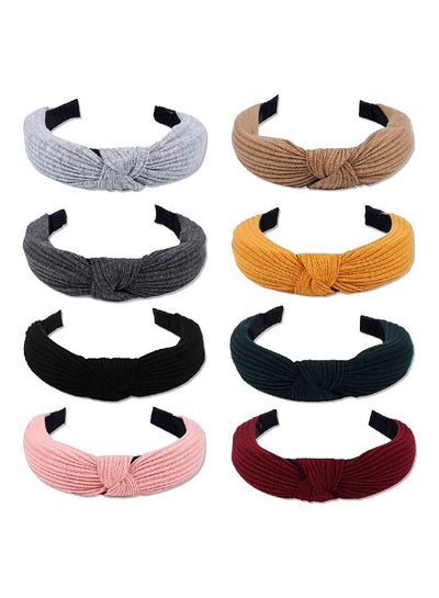 Buy 8-Piece Knotted Turban Headband Set Multicolour in UAE