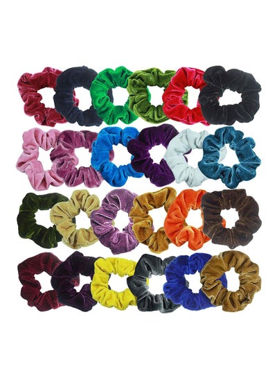 Buy 24-Piece Hair Scrunchies Velvet Elastic Hair Bands Multicolor in UAE
