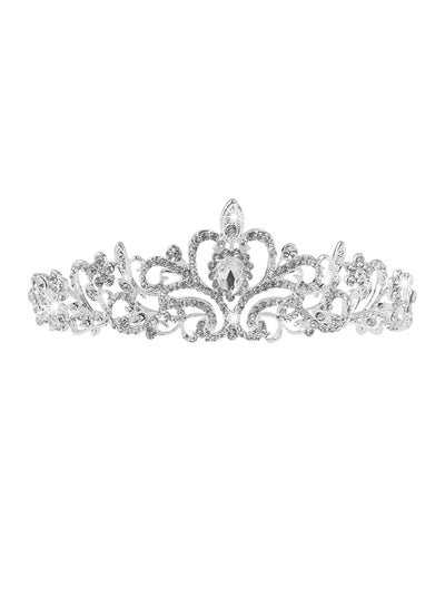 Buy Rhinestone Studded Wedding Tiara Headband Silver/Clear in Saudi Arabia