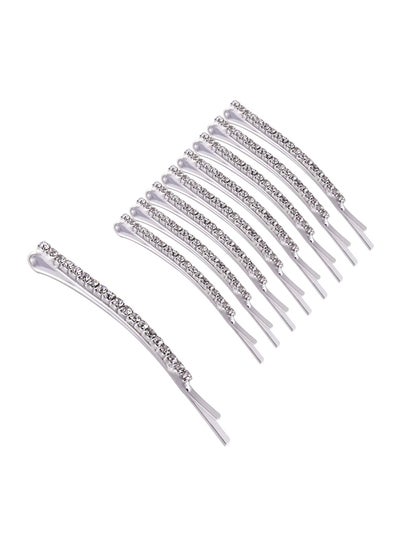 اشتري 16-piece Rhinestone Studded Bobby Pin Set أبيض 6 سنتيمتر في الامارات