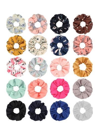 Buy 20-Pack Chiffon Flower Scrunchies Hair Elastics Scrunchies Red/Blue/Green in UAE