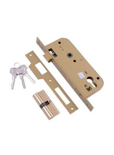 Buy Cylinder Mortice Lock With Nickel Keys Gold in UAE