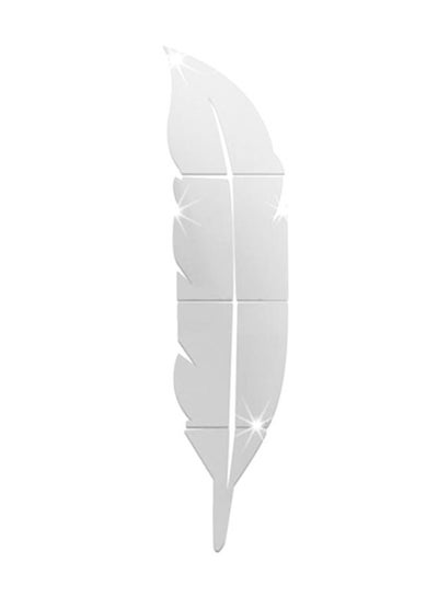 Buy Beautiful Feather Shape Wall Sticker Home 3D Mirror Wall Decorative Stickers White in UAE