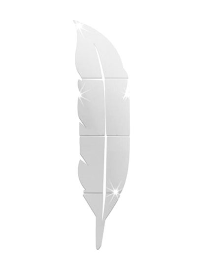 اشتري Beautiful Feather Shape Wall Sticker Home 3D Mirror Wall Decorative Stickers أبيض في الامارات