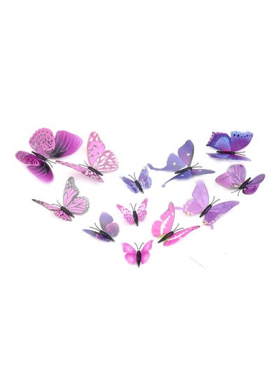 Buy 12pcs 3D Butterfly Sticker Art Design Decal Wall Home Decor Room Decorations Multicolour in UAE