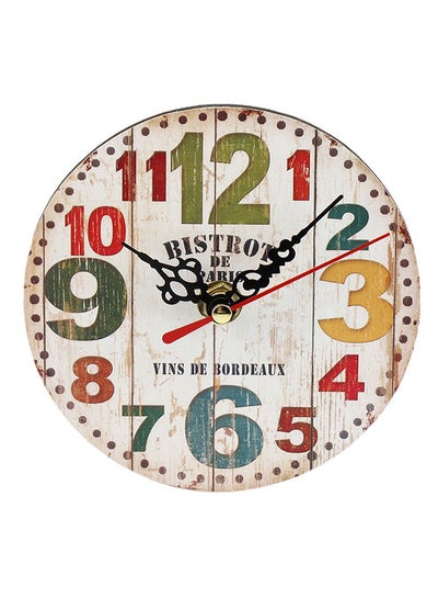 اشتري Artistic Creative European Style Round Antique Wooden Home Wall Clock متعدد الألوان في الامارات