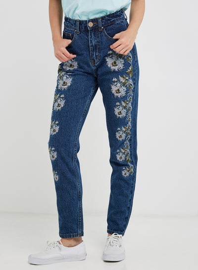 Buy Embroidered Detail Jeans Dark Denim in UAE