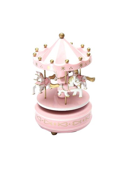 Buy Merry-Go-Round Carousel Music Box Pink 19x11centimeter in UAE