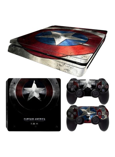 Buy 3-Piece Captain America Printed Console And Controller Sticker Set For PlayStation 4 (PS4) in Saudi Arabia