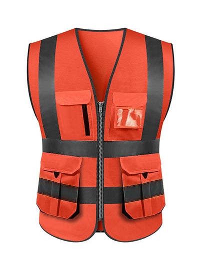 High Visibility Reflective Safety Work Vest With Multiple Pockets Red 0 ...
