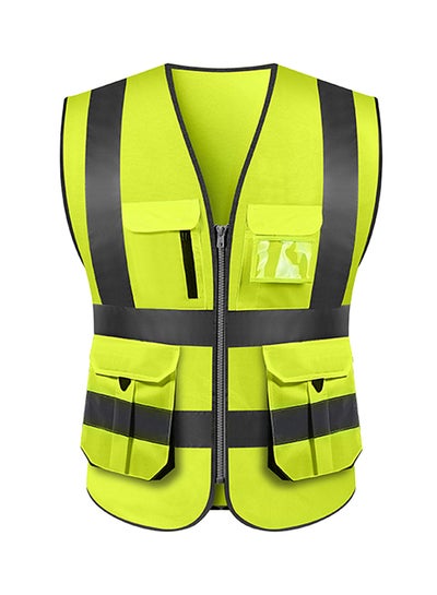 Buy High Visibility Reflective Safety Work Vest With Multiple Pockets Yellow 0.27kg in UAE