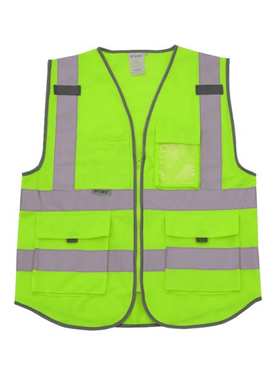 Buy High Visibility Reflective Safety Work Vest With Multiple Pockets Green 0.26kg in Saudi Arabia