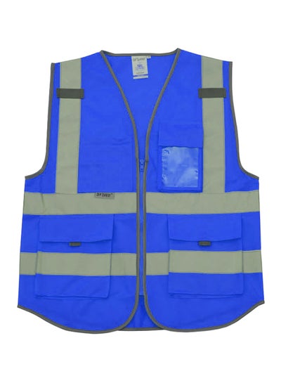 Buy High Visibility Reflective Safety Work Vest With Multiple Pockets Blue 0.26kg in UAE