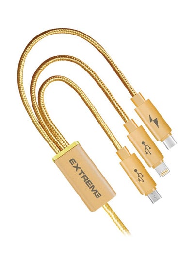 Buy Sagitar Series 3-In-1 Charging Cable Gold in Saudi Arabia