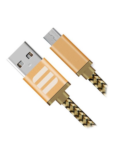 اشتري كابل شحن ومزامنة بيانات بمنفذ Micro USB 2متر ذهبي في السعودية