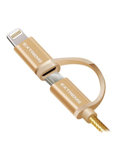 اشتري كابل شحن سلسلة ساجيتار 2 في 1 Lightning وMicro USB ذهبي 1 متر في السعودية