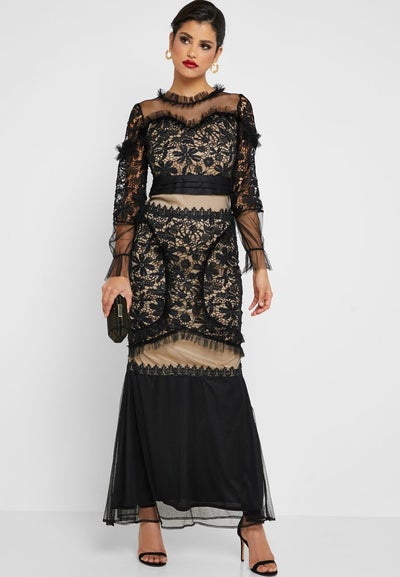 shadow lace maxi dress