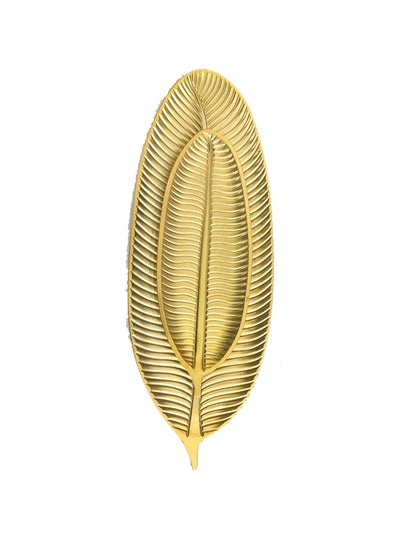 Buy 2-Piece Leaf Shape Serving Tray Set Gold 59x22, 39x14cm in UAE