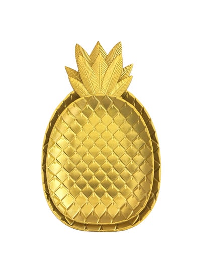 Buy 2-Piece Pineapple Shape Serving Tray Set Gold 21x35 , 19x30cm in UAE