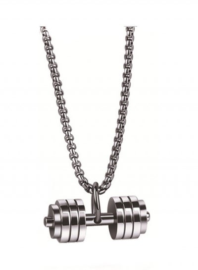 Buy Titanium Steel Fitness Dumbbell Barbell Pendant Necklace 3.6 x 1.4 Centimeter in Saudi Arabia