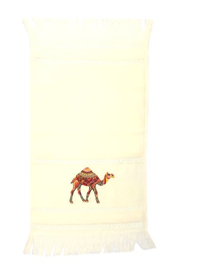 Buy Camel Embroidery Luxury Towel Off White 50 x 30cm in UAE