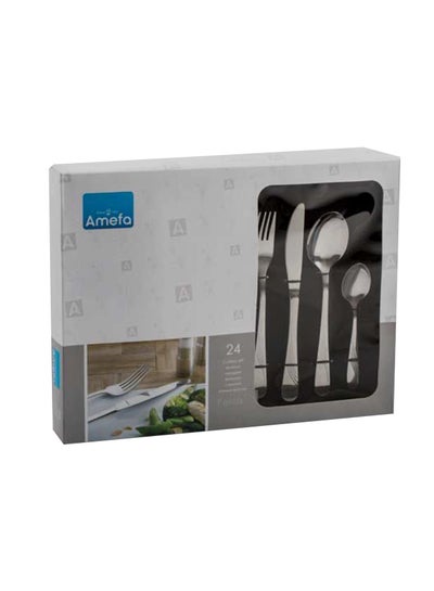 Buy 24-Piece Cutlery Set Silver 35x27x5cm in Saudi Arabia