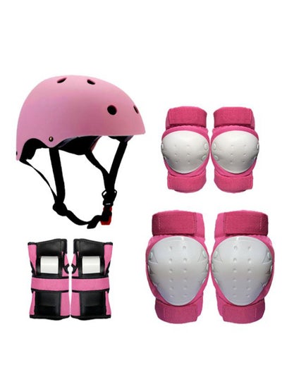 Buy 7-Piece Protection Gear Wrist Knee Pads And Helmet Set 54-57centigram 54-57centigram in UAE