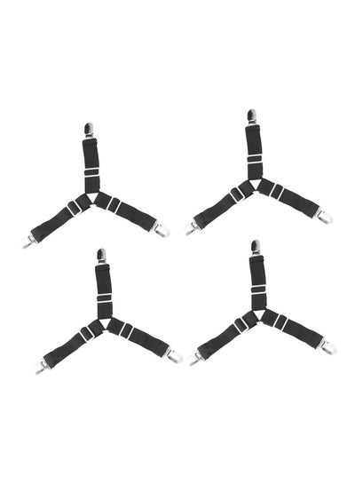 Buy 4-Piece Adjustable Triangular Bed Mattress Fastener Set Black/Silver 12x10x3centimeter in UAE