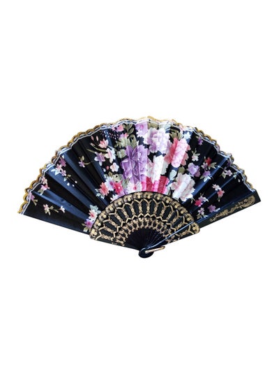 Buy Sakura Pattern Foldable Hand Fan Black/Pink/White 24x3x2centimeter in Egypt