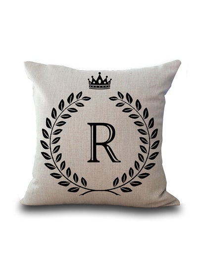 Buy Capital R Printed Decorative Throw Pillow Black/Beige in Saudi Arabia