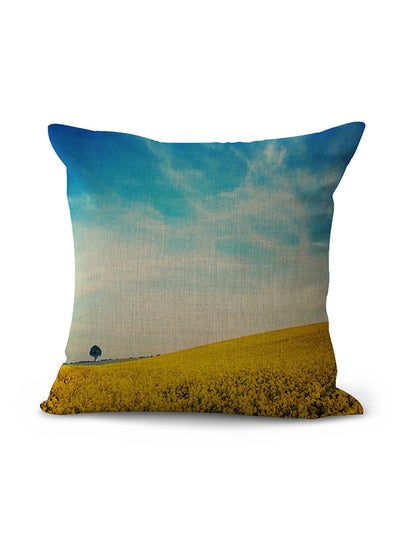 Buy Landscape Printed Decorative Throw Pillow Blue/White/Yellow in UAE