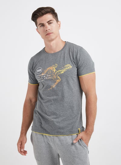 Buy Essential Logo Printed T-Shirt Grey in UAE