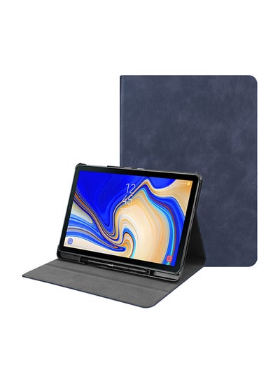 Buy Protective Leather Case Cover With Holster For Samsung Tab S4 T835 10.5-Inch Dark Blue in Saudi Arabia