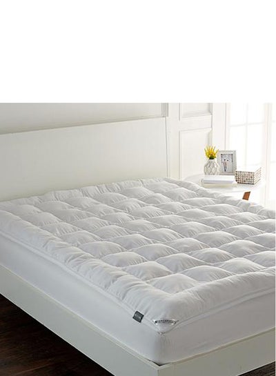 Buy Mattress Topper 4 cm Microfiber Filing With Rubber Frame Cotton White 200x140cm in Saudi Arabia