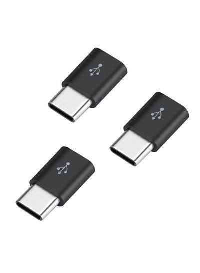 اشتري طقم محول شحن ونقل بيانات من منفذ USB-C Type-C إلى مايكرو USB مكون من 3 قطع للهواتف بنظام تشغيل أندرويد أسود في الامارات