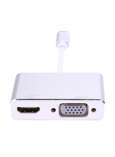 Buy USB- C To HDMI Vga Adapter, 2 In 1 USB 3.1 Type C To Vga HDMI 4K Uhd Converter Silver in Egypt