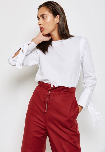 Buy Solid Pattern Casual Top White in UAE