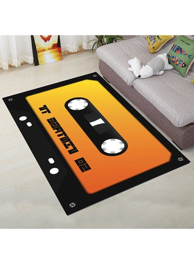 Buy Door Mat Antiskid Creative Cassette Pattern Water Black/Orange 40X60cm in Saudi Arabia