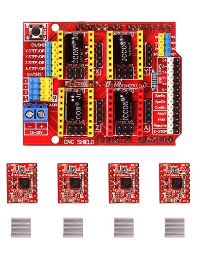 Buy CNC Shield Board With Stepper Motor Driver And Heatsink Multicolour in Saudi Arabia