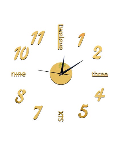 Buy Decorative Clock Style Wall Sticker Gold/Black 60 x 45cm in Saudi Arabia