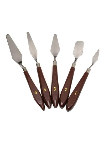 Buy 5-Piece Painting Knives Set Brown/Silver in UAE