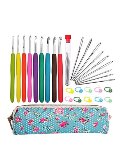 Buy Yarn Knitting And Crochet Hooks Set Silver/Red/Green in Saudi Arabia