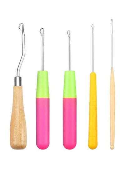 Buy 5-Piece Crochet Hook Silver/Beige/Pink in UAE