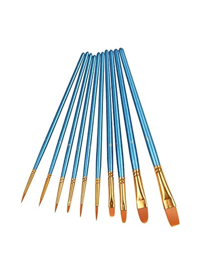 Buy 10-Piece Round Pointed Tip Brush Set Blue/Gold/Brown 8x3.3x0.5inch in UAE